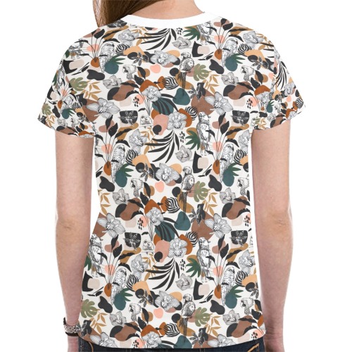 Abstract birds in the jungle 23F New All Over Print T-shirt for Women (Model T45)