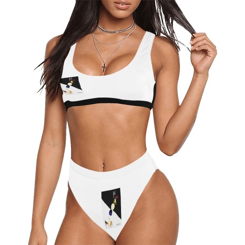 Homo singularity Sport Top & High-Waisted Bikini Swimsuit (Model S07)