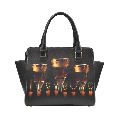 Candles and Wine Ritual Rivet Shoulder Handbag (Model 1645)
