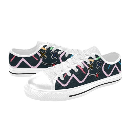 Blk and Pink Women's Classic Canvas Shoes (Model 018)