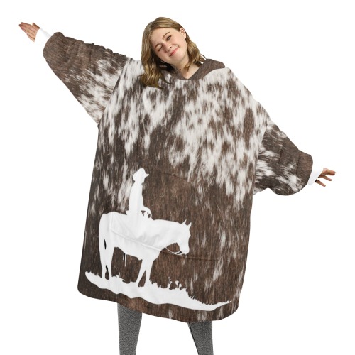 Adult BrownSpeckCowhideWhtCowboy Blkt Hoodie