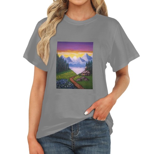 Lake Mountain Cabin Women's Gray T-Shirt