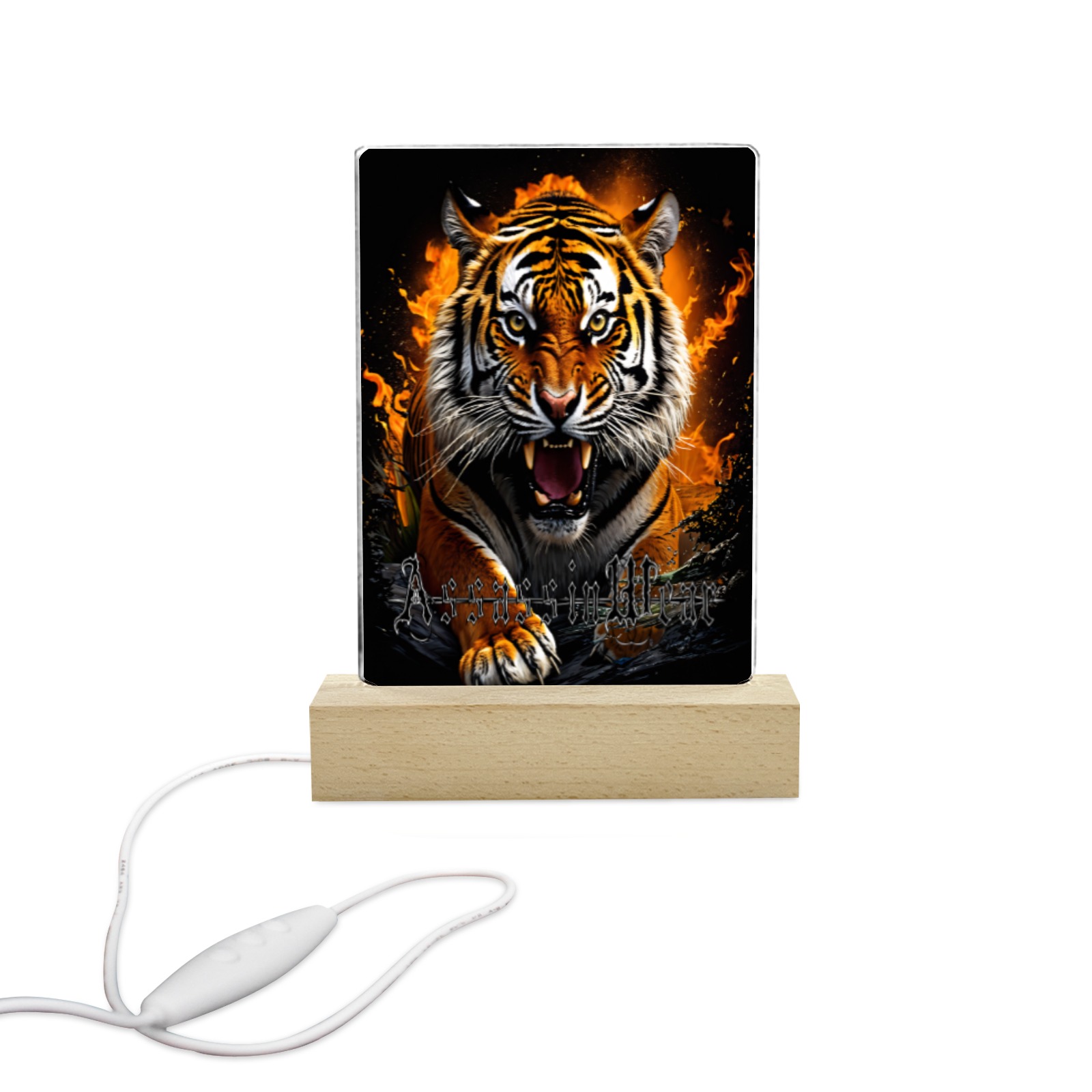 Fire Tiger 3535 RGB Lamp Acrylic Photo Print with Colorful Light Square Base 5"x7.5"