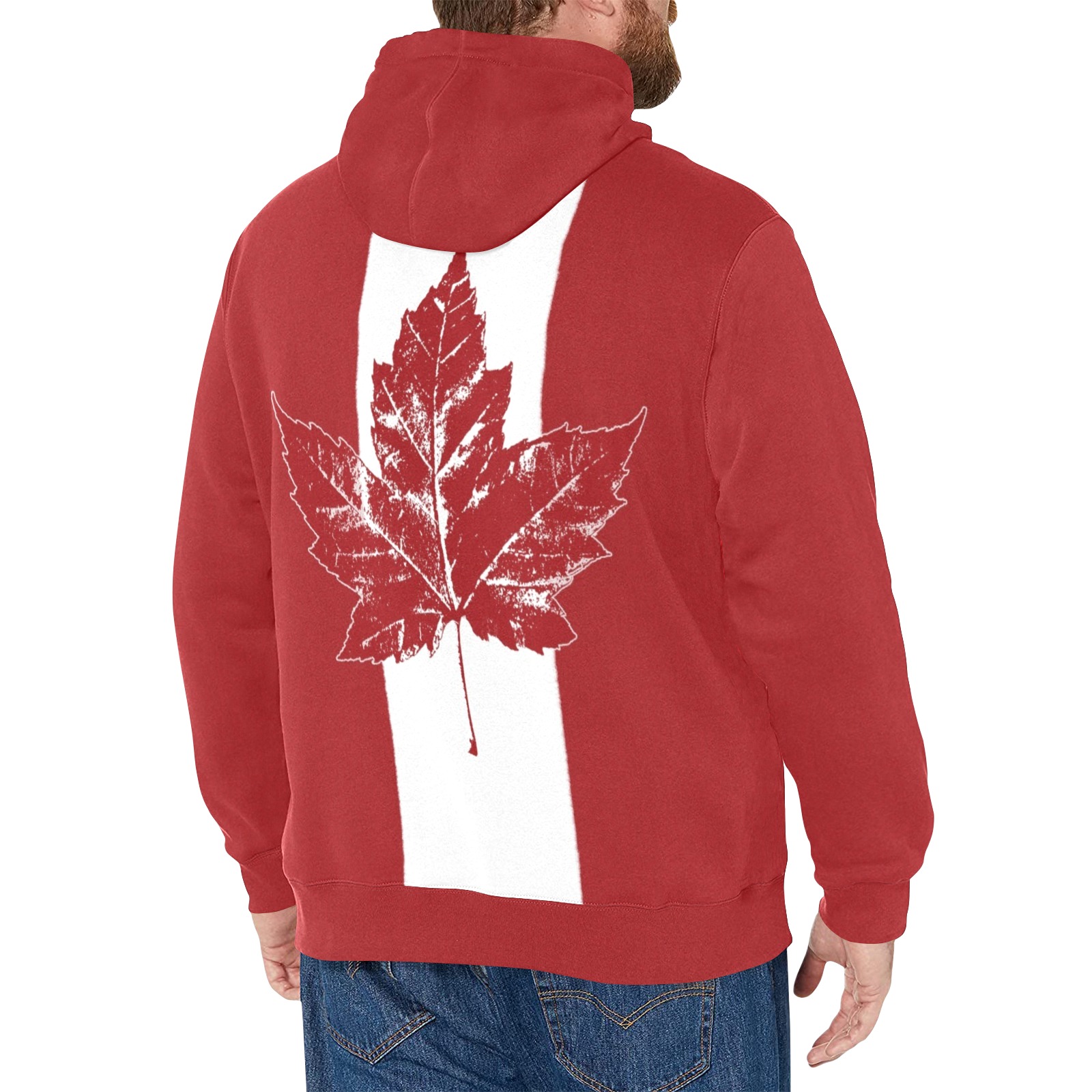 Cool Canada Flag Men's Long Sleeve Fleece Hoodie (Model H55)