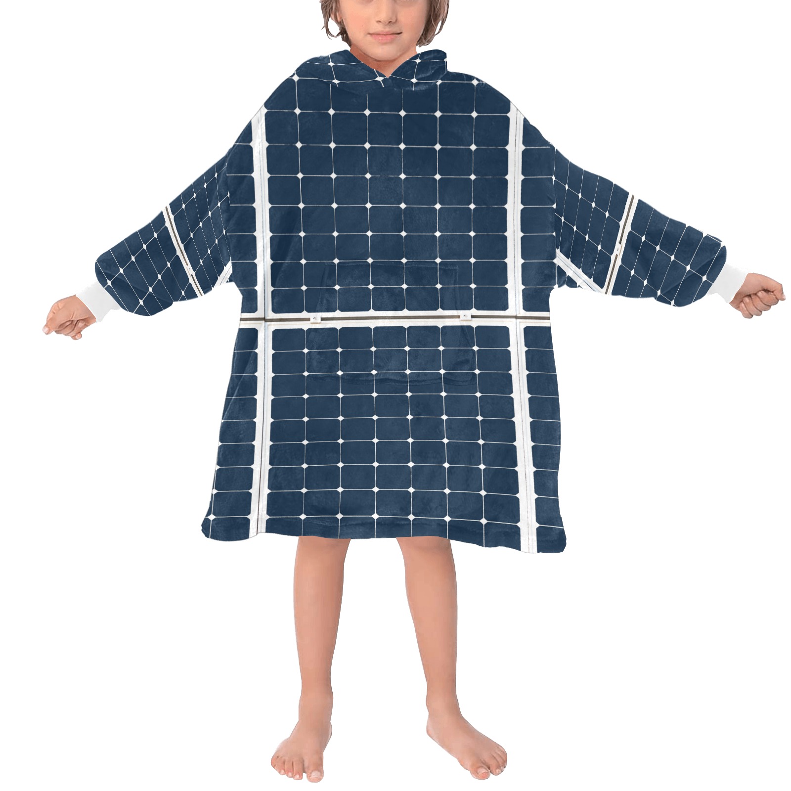 Solar Technology Power Panel Image Cell Energy Blanket Hoodie for Kids