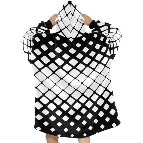BLACK AND WHITE PATTERN Blanket Hoodie for Women