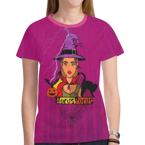 Halloween Witch Pop Art by Nico Bielow New All Over Print T-shirt for Women (Model T45)