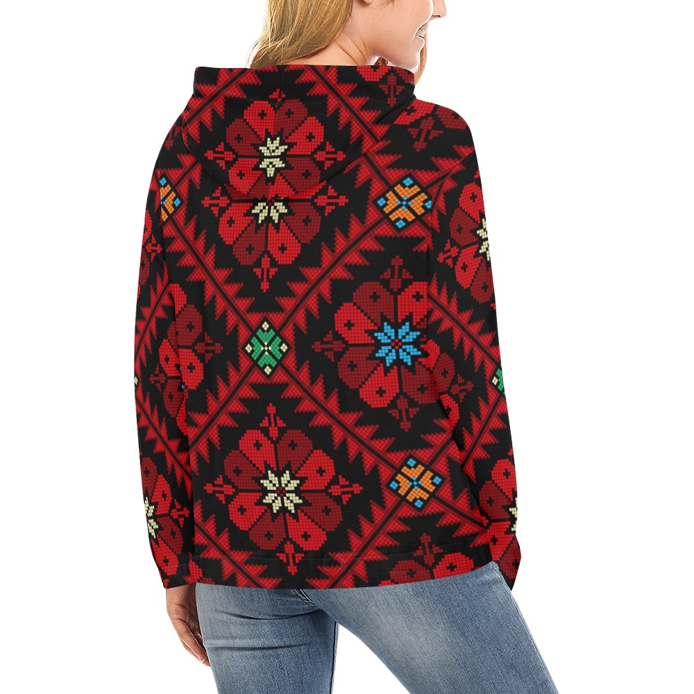 Tatreez Pattern 1 All Over Print Hoodie for Women (USA Size) (Model H13)