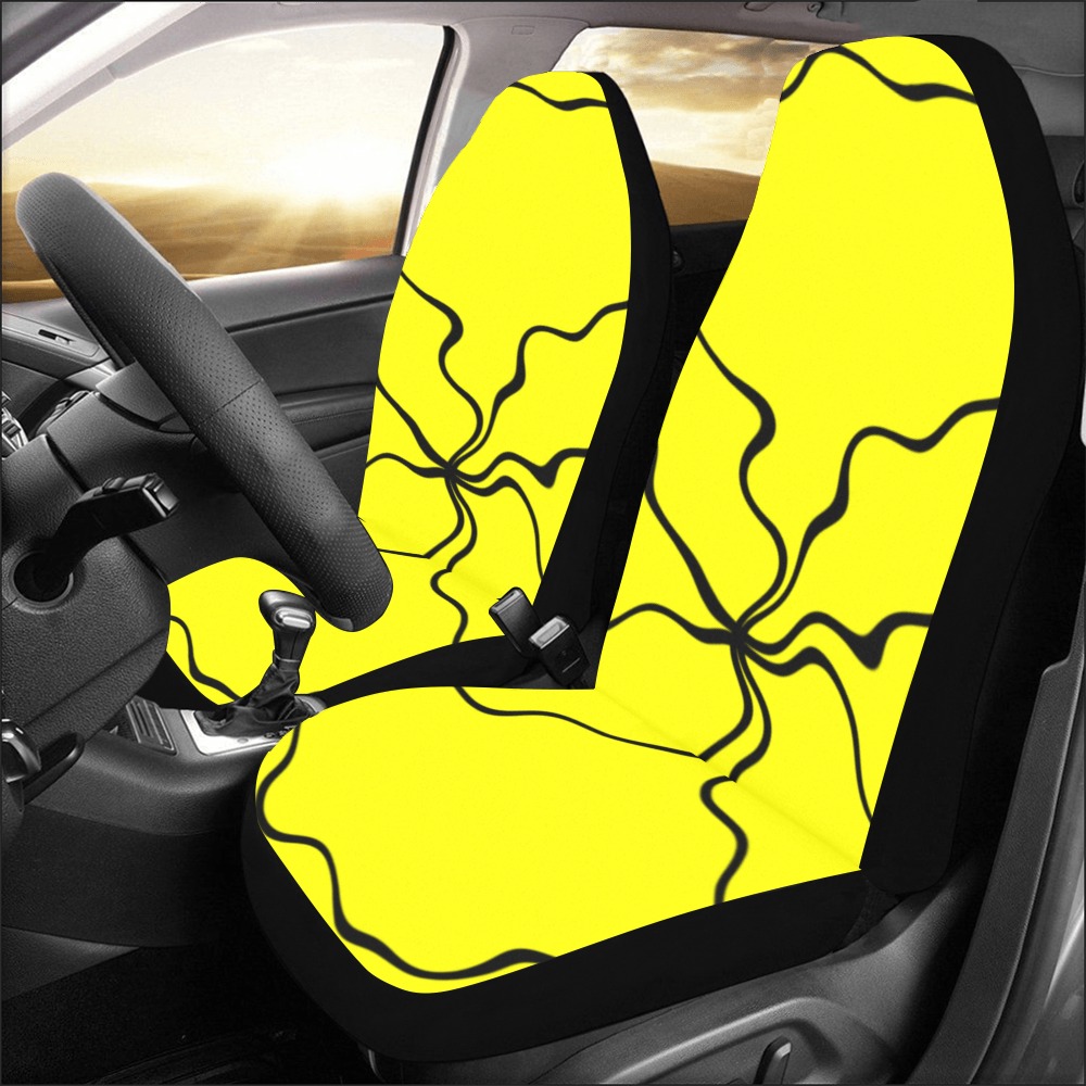 Black InterlockingCircles Noisy Yellow Car Seat Covers (Set of 2)