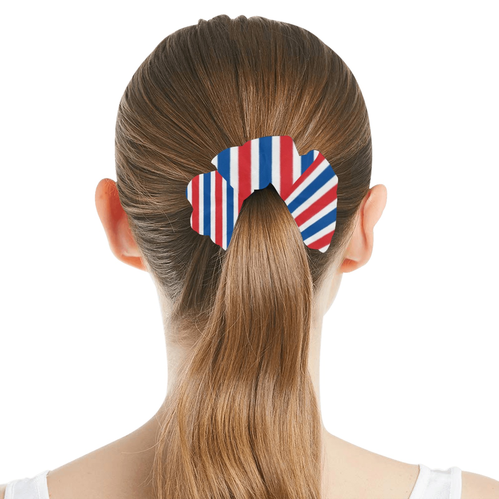 Red White and Blue Stripes All Over Print Hair Scrunchie