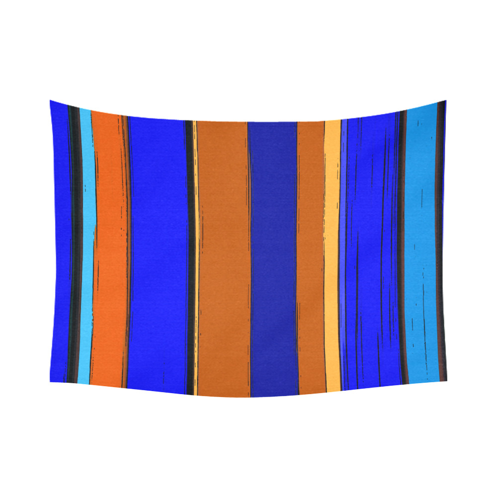 Abstract Blue And Orange 930 Cotton Linen Wall Tapestry 80"x 60"