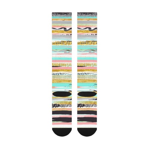 Modern lines abstract colorful 75 Over-The-Calf Socks