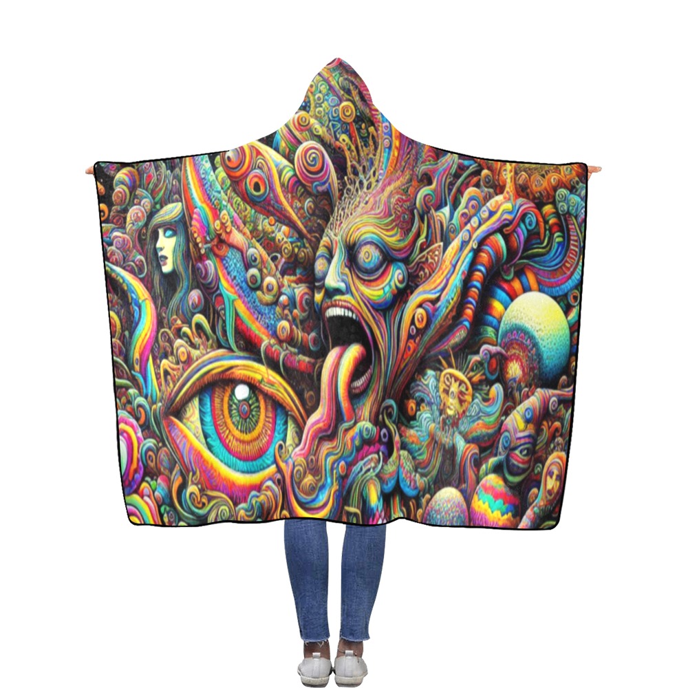 Psychedelic Hooded Blanket 56 x 80 Flannel Hooded Blanket 56''x80''