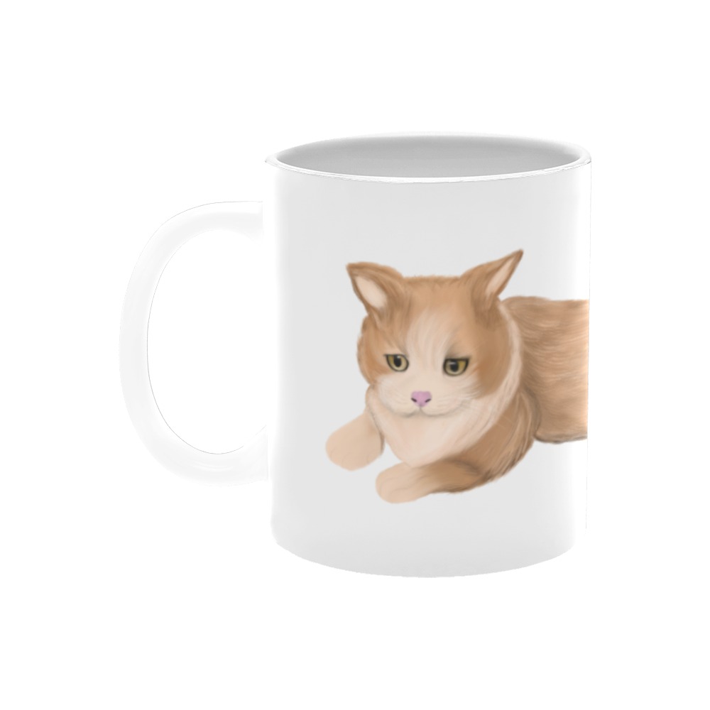 A cat with sad eyes on the mug Custom White Mug (11OZ)
