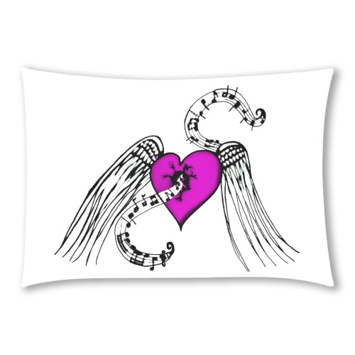 Heart Music Pink Custom Rectangle Pillow Case 20x30 (One Side)