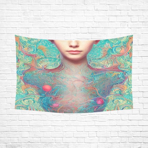 Seagirl Cotton Linen Wall Tapestry 90"x 60"