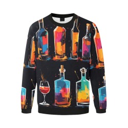 Two rows of colorful bottles and glasses of drinks Men's Oversized Fleece Crew Sweatshirt (Model H18)