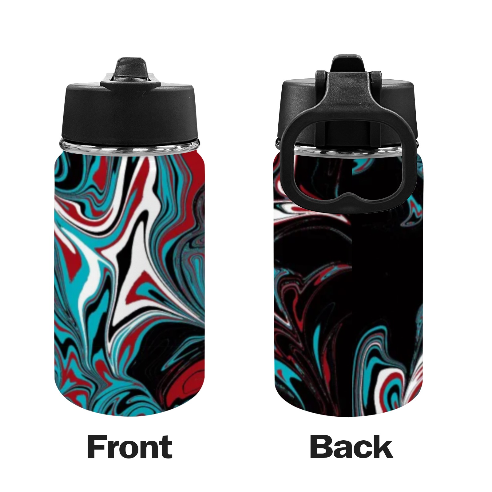 Dark Wave of Colors Kids Water Bottle with Straw Lid (12 oz)