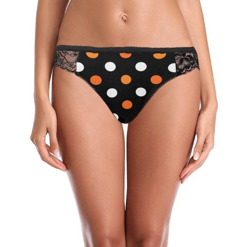 Halloween Polka Dots 2 Women's Lace Panty (Model L41)