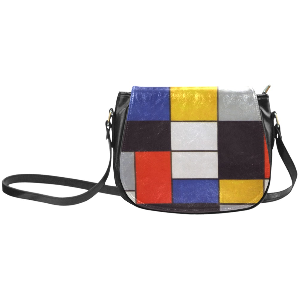 Composition A by Piet Mondrian Classic Saddle Bag/Large (Model 1648)