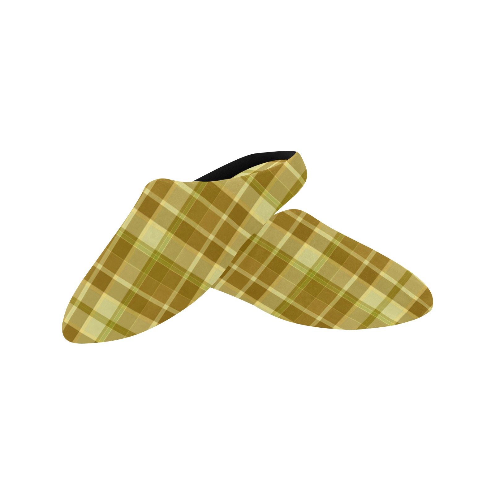 Shades Of Yellow Plaid Men's Non-Slip Cotton Slippers (Model 0602)