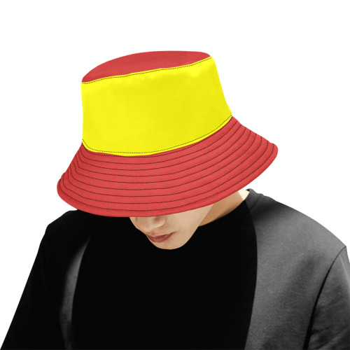 Two Tone Yellow and Red Unisex Summer Bucket Hat