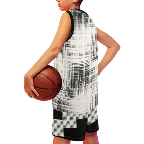 Black and white Big Boys' Basketball Uniform