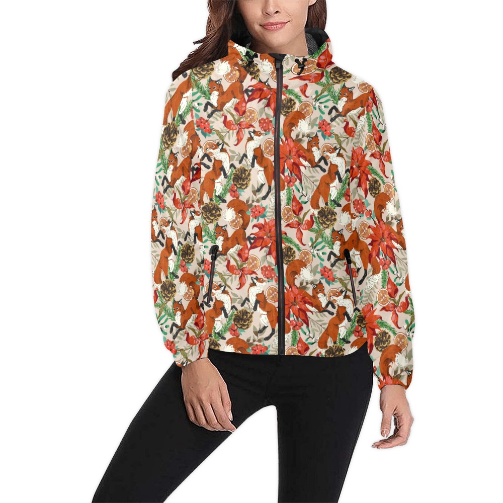 Christmas foxes-WAF Unisex All Over Print Windbreaker (Model H23)