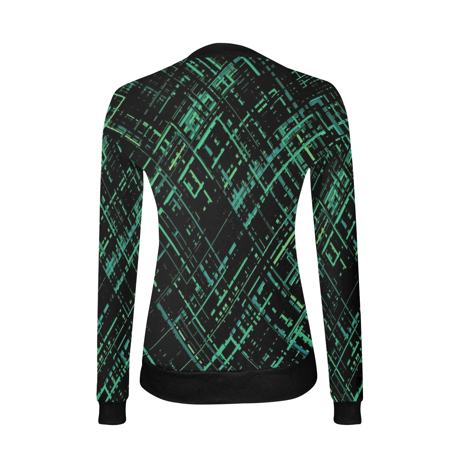Criss-Cross Pattern (Green/Black) Women's All Over Print V-Neck Sweater (Model H48)