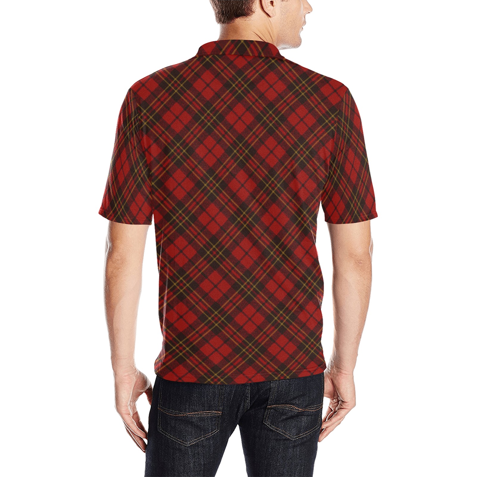 Red tartan plaid winter Christmas pattern holidays Men's All Over Print Polo Shirt (Model T55)