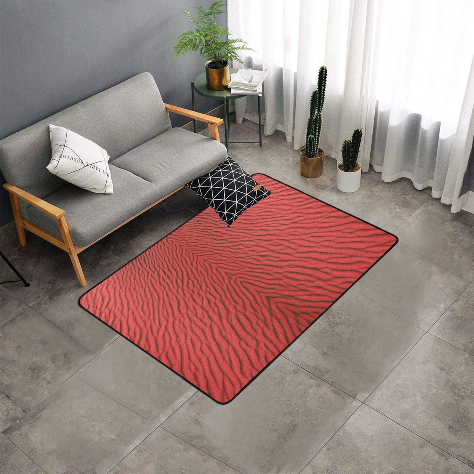 sand -red Area Rug with Black Binding 5'3''x4'