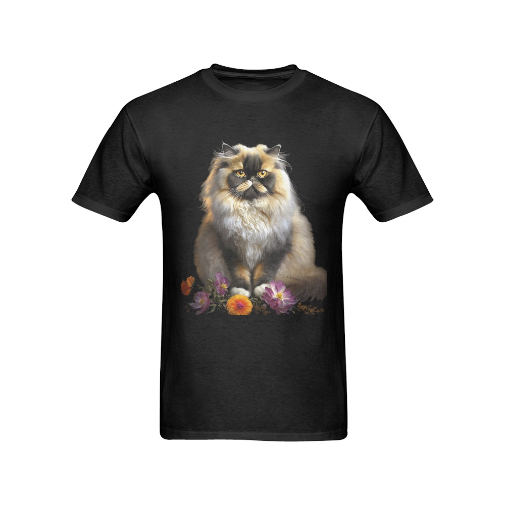 Persian cat, black background, Men's T-Shirt in USA Size (Front Printing Only)