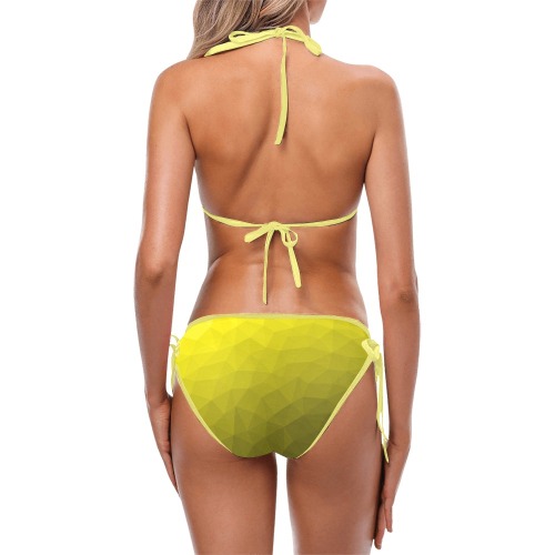 Yellow gradient geometric mesh pattern Custom Bikini Swimsuit (Model S01)