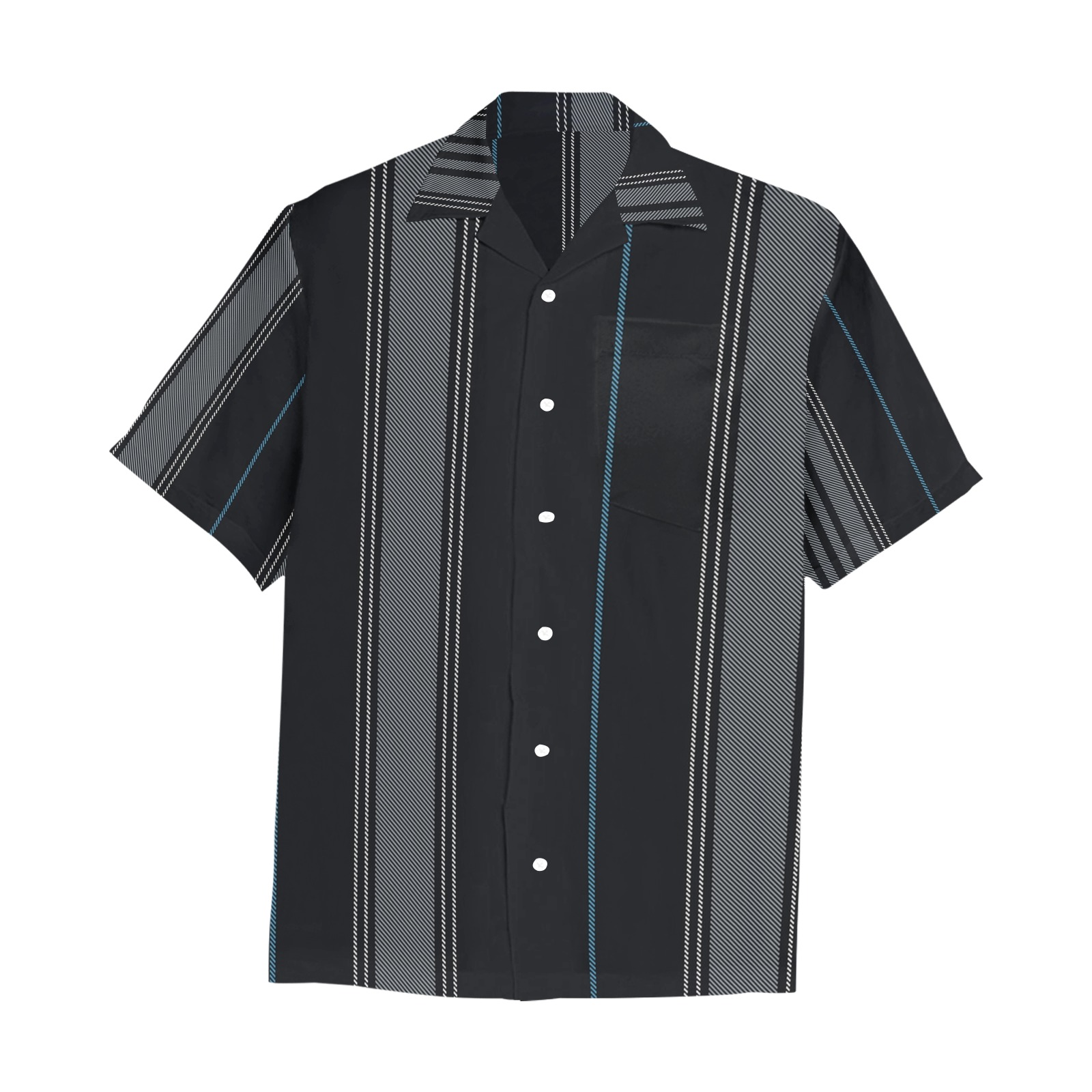 checks (36) Hawaiian Shirt with Chest Pocket (Model T58)