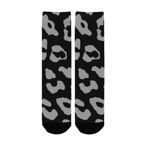 Leopard Print Black Gray Women's Custom Socks