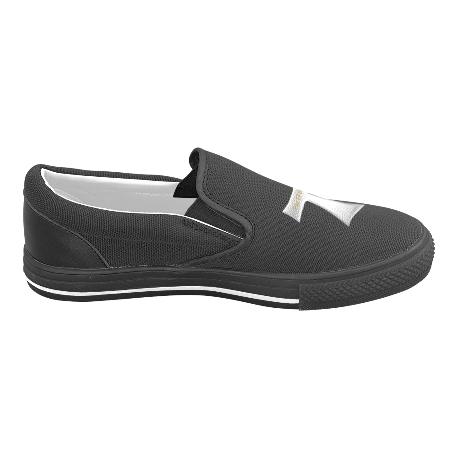 Franciscan Tau Cross Pax Et Bonum Silver Metallic Slip-on Canvas Shoes for Kid (Model 019)