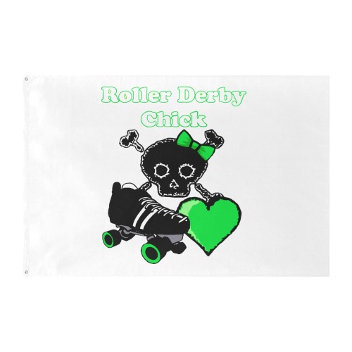 Roller Derby Chick (Green) Custom Flag 6x4 Ft (72"x48") (One Side)