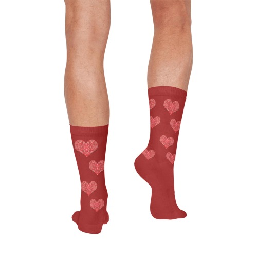 Bandana Hearts on Red All Over Print Socks for Men