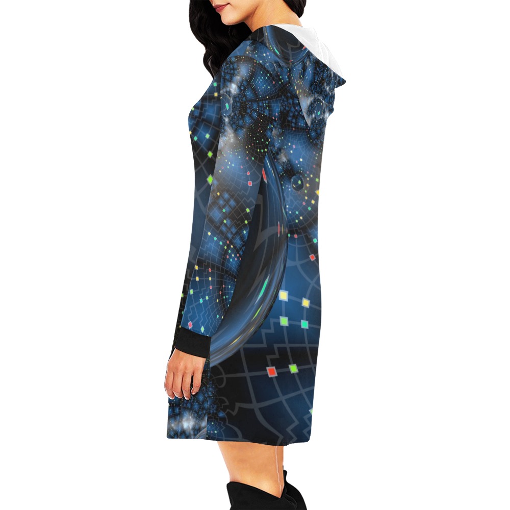 Sci Fi Space Abstract All Over Print Hoodie Mini Dress (Model H27)