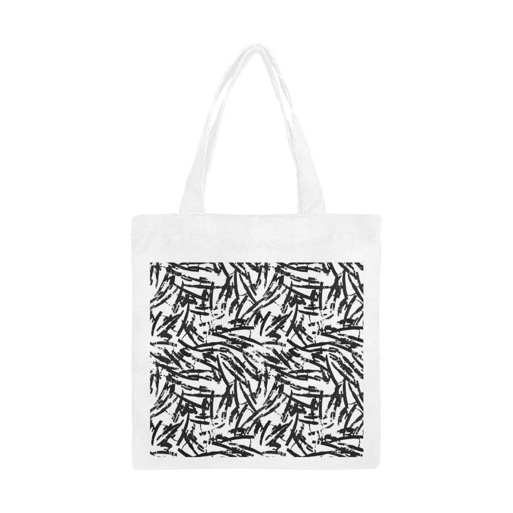 Brush Stroke Black and White Canvas Tote Bag/Small (Model 1700)