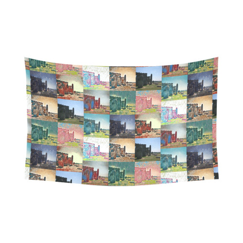 Stonehenge, Wiltshire, England Collage Cotton Linen Wall Tapestry 90"x 60"