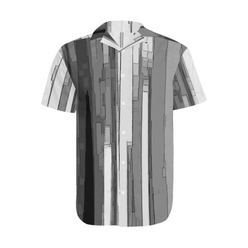 Greyscale Abstract B&W Art Men's Short Sleeve Shirt with Lapel Collar (Model T54)