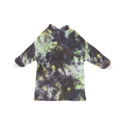 Green and black colorful marbling Blanket Hoodie for Women