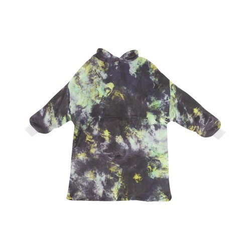 Green and black colorful marbling Blanket Hoodie for Women