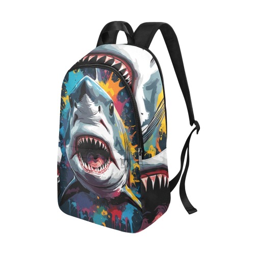 Aggressive shark. Cute, chic colorful fantasy art Fabric Backpack for Adult (Model 1659)