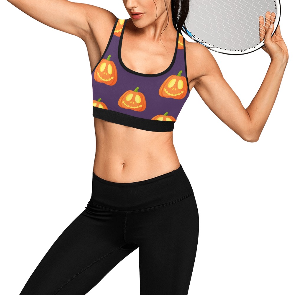 Halloween Pumpkin Women's All Over Print Sports Bra (Model T52)