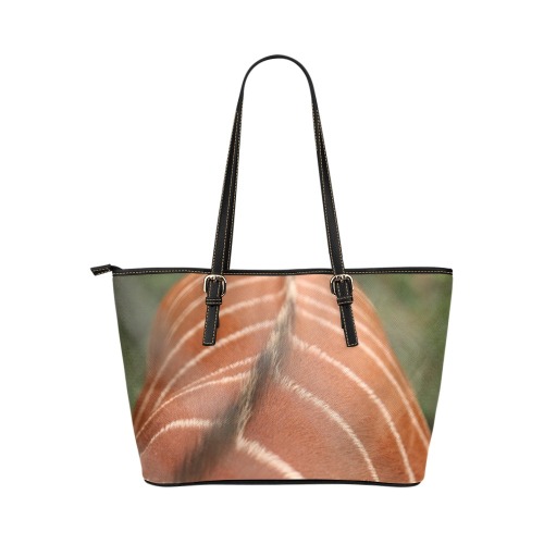 Bongo Stripe Tote Bag Leather Tote Bag/Large (Model 1651)