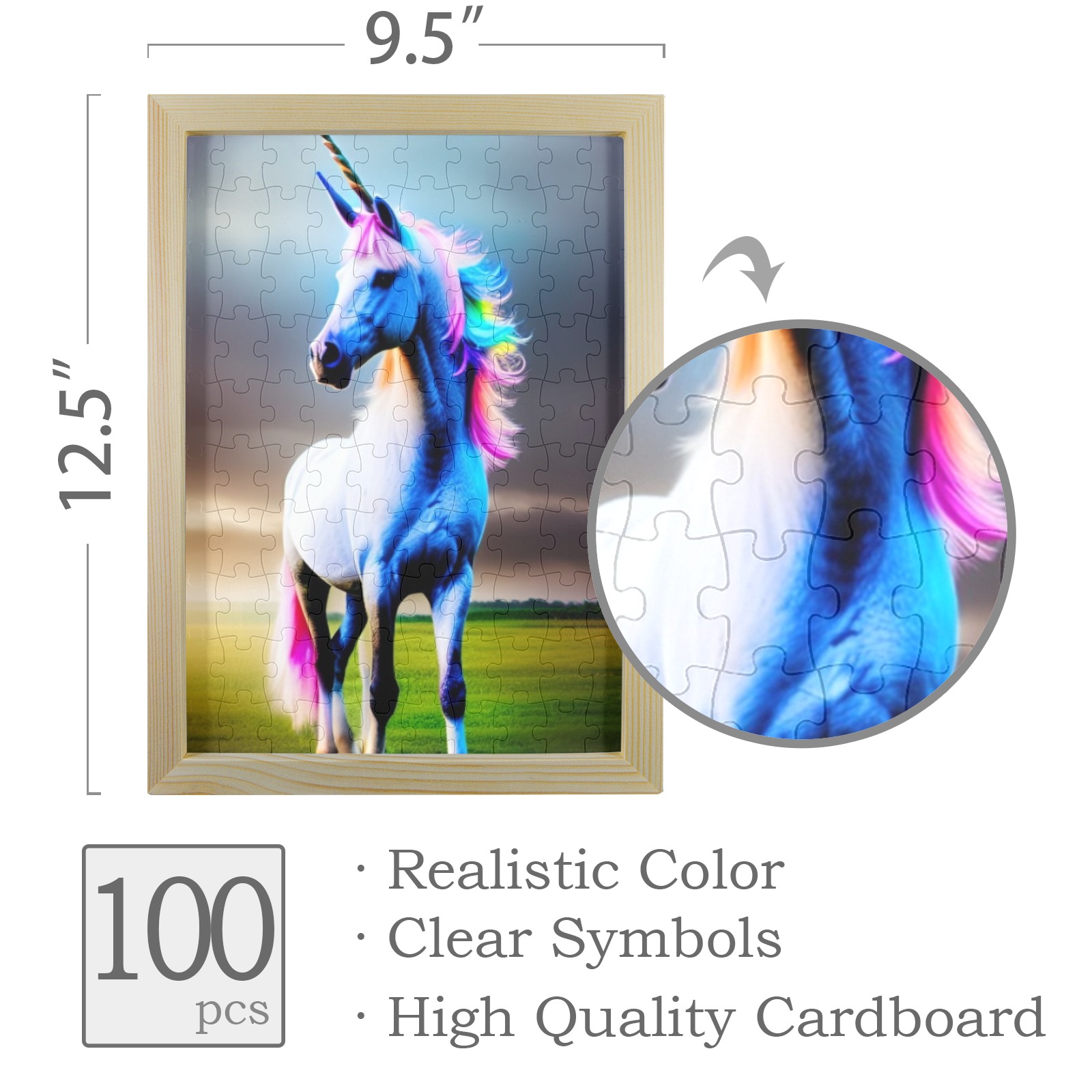 Unicorn 1a 100-Piece Puzzle Frame 9.5"x 12.5"