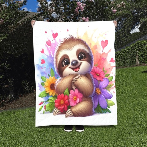 Watercolor Sloth 3 Quilt 40"x50"