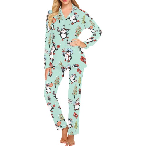 Christmas Penguins Women's Long Pajama Set